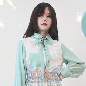 Devil Wants To Hug Comics Embroidered Color Blocking Shirt