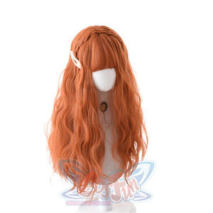 Soft Girl Harajuku Style Long Brunches Curly Wig Pumpkin Color