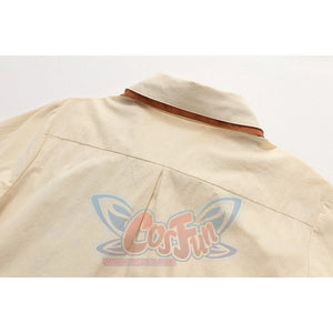 College Style Cute Cartoon Bear Tie Shirt