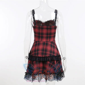 Lolita Plaid Slim Short Slip Dress S22916