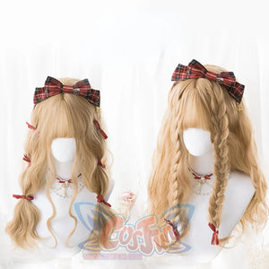 Harajuku Style Soft Girl Long Brunches Curly Wig S22902 White Tea Color