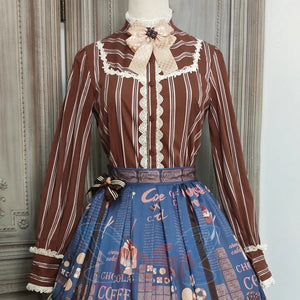 Chocolate Daily Sweet Lolita Stripe Long Sleeve Shirt