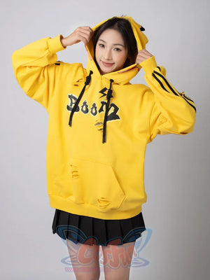 Cosfun Original Cute Electric Critter Yellow Grunge Cosplay Full Zip Hoodie A00006 Sweatshirt