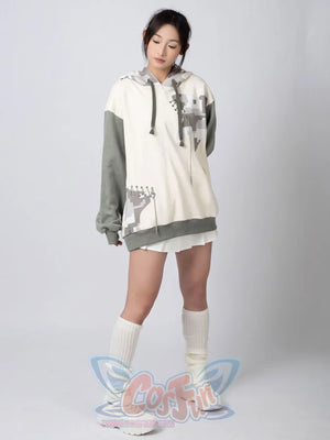 Full body view of gorilla Full Zip Hoodie with hood down, featuring relaxed fit and gorilla graphic design