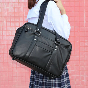 Japanese College Style Large Size Student Handbag S22939 Black