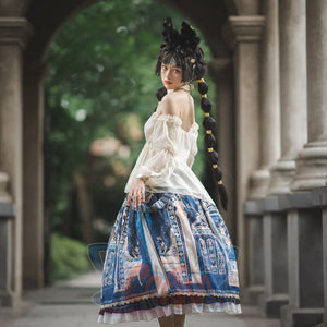 Egypt Style Gorgeous Side Opening Lolita Printed Skirt - cosfun