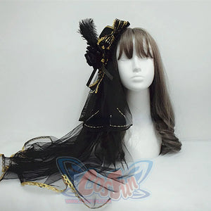Original Gorgeous Lolita Feather Veil Hat - cosfun