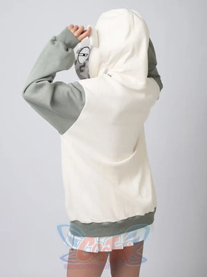 Back angle of gorilla Full Zip Hoodie with hood up, highlighting oversized sleeves and relaxed fit