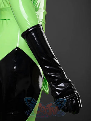 Kim Possible Shego cosplay glove drops in a sleek black glossy finish as a standalone accessory detail.