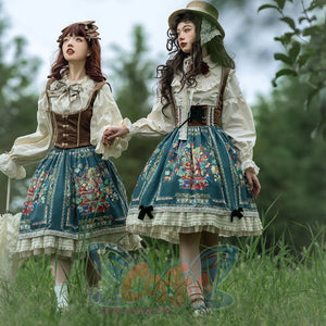 Bavaria Style Elegant Lolita Short Skirt Green / Xs