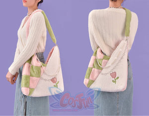 Plush Pink Spliced Large-Capacity Bag S22417