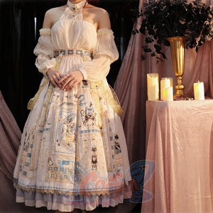 Egypt Style Gorgeous Side Opening Lolita Printed Skirt - cosfun