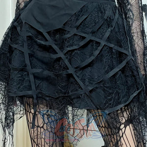 Summer Lace Spider Web Tassel Short Skirt