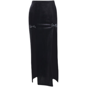 Velvet High Waist Long Split Package Hip Skirt S22908