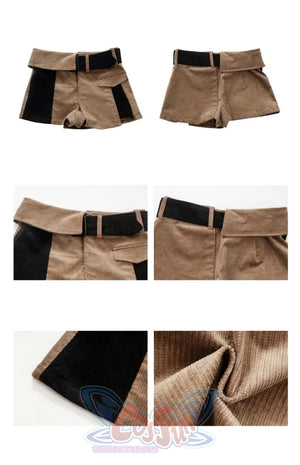 Khaki Striped Velvet Patchwork Slim Skirt Pants Sweater Suit S22429