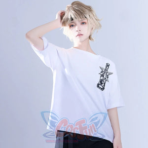 Summer Embroidered Loose Short-sleeved Top White / M