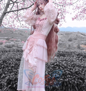 Summer Gothic Velvet Embroidery Big Hem Court Skirt