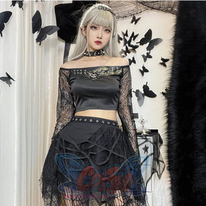 Summer Lace Spider Web Tassel Short Skirt