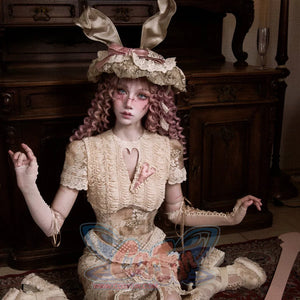 Rococo Duchess Lace Crop Top with Heart Cutout and Crew Neck