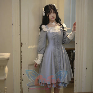Lovely Elegant Lolita Large Size Slim Dress Blue / S / Dress