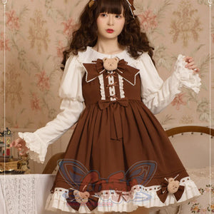 Lovely and Vintage Lolita Bear Jumper Skirt Jumper Skirt / S