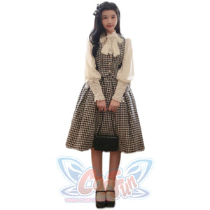 Daily Elegant Winter Lolita Woolen Houndstooth Skirt Sets