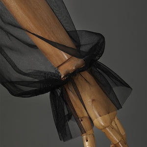 Addams black evening dress cuff detail