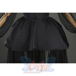 Addams black evening dress underskirt layeringg dress waist and skirt construction detail