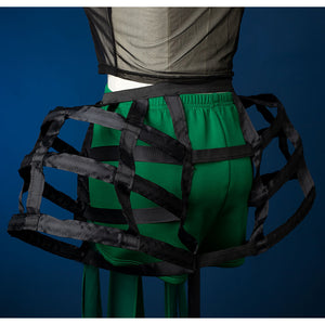 Agnes DeMille cosplay costume back petticoat view with ribbon detail and green short leggings