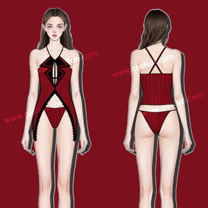 【CONFIRMATION】$3 Deposit = $10 Coupon Hazbin Hotel Cosplay Alastor Tankini Swimsuit