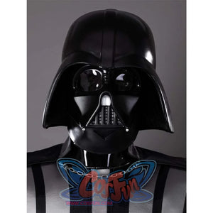 This picture presents the details of the mask of the Anakin Skywalker cosplay costume, which is made of high-quality black plastic, with a smooth surface and a perfect version.