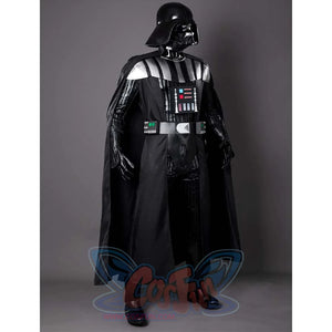 This Anakin Skywalker cosplay costume has a well-structured design, with a black bodysuit made of durable materials and a black cape with a perfect drape, showing a superior version.