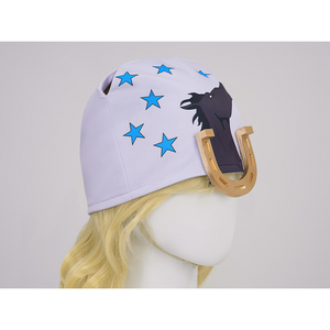 Anime Johnny Joestar Cosplay Costume, a hat with a star and horse print, and a horseshoe decoration on the front.