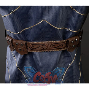 Baldur’s Gate 3 Astarion Cosplay Costume belt back, the belt is made of dark brown PU leather with delicate patterns carved on the surface.