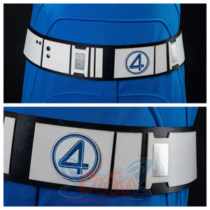 Detailed views of the belt on the Ben Grimm costume, focusing on the “4” emblem, buckle design, and structural features.