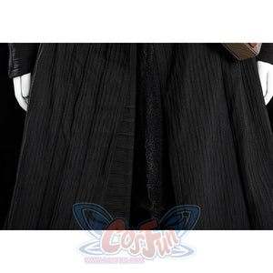 Elphaba cosplay costume trousers detail showcasing pleated design and black fabric texture