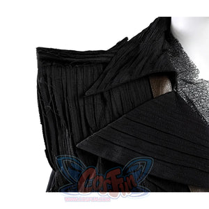 Elphaba cosplay costume trench coat detail showing lapel design and fabric texture