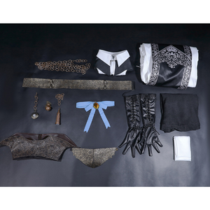 Bloodborne Choir Cosplay Costume All Set, includes waist chain, shawl, coat, belt, pocket watch, necklace, pendant, neckpiece, gloves, underskirt, hat, hat brim, scarf.