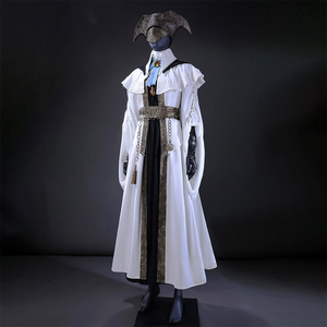 The side view of Choir Cosplay Costume shows the unique sleeve design and black PU leather gloves.