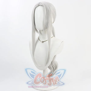 Bloodborne Hunter Maria Cosplay wig, long sliver-white hair with middle-parted bangs