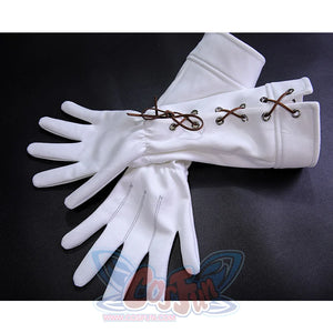 Bloodborne Losefka cosplay costume white gloves with decorative lacing detail on wrist cuffs