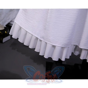 Bloodborne Losefka cosplay costume white dress hem detail with pleated ruffled edge trim