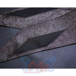 Bloodborne Losefka cosplay costume dark vest fabric detail with ornate embossed floral pattern