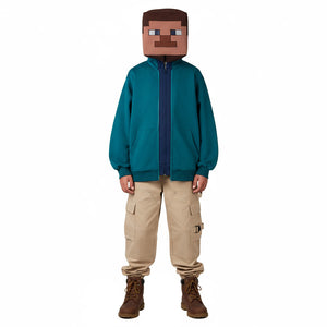 【PRE-SALE】COSFUN Original Pixel Block Farmer Teal Zipper Jacket FUN0033