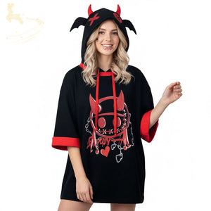 【PRE-SALE】COSFUN Original Little Devil Cosplay Short Sleeve Hooded Sweatshirt FAN0015 Sweatshirt