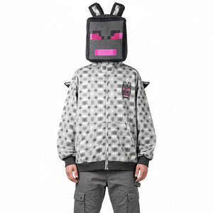 Full zip hoodie looks like Ender Gragon from Minecraft