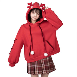 【CLEARANCE】COSFUN Original Snowball Elk Red Christmas Hoodie N00164 Sweatshirt