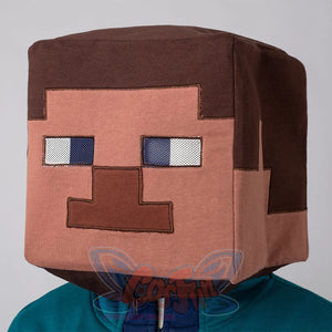 COSFUN Original Cosplay Steve Square Headgear, brown and skin tone, front view