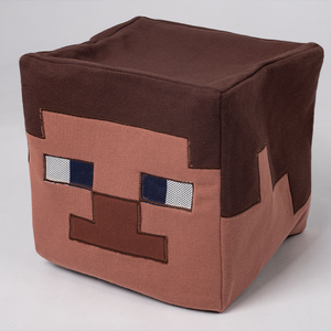COSFUN Original Cosplay Steve Square Headgear, brown and skin tone with blue, side view