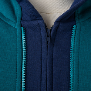COSFUN Original Cosplay Steve Hoodie, lack blue and deep blue, showing double zipper